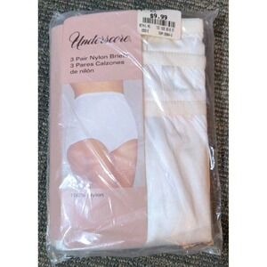 Vtg JC Penney Underscore Nylon Full Briefs Panties Size 7 White 3 Pair Underwear